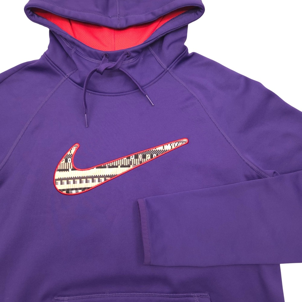Nike Therma Fit Pullover Hoodie Long Sleeve Graphic Swoosh Purple‎ Womens Small